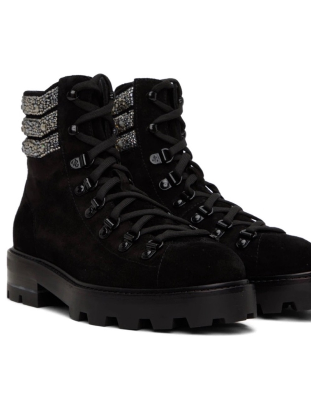 JIMMY CHOO black suede crystal bedazzled eshe boots 40.5 / us size 10.5